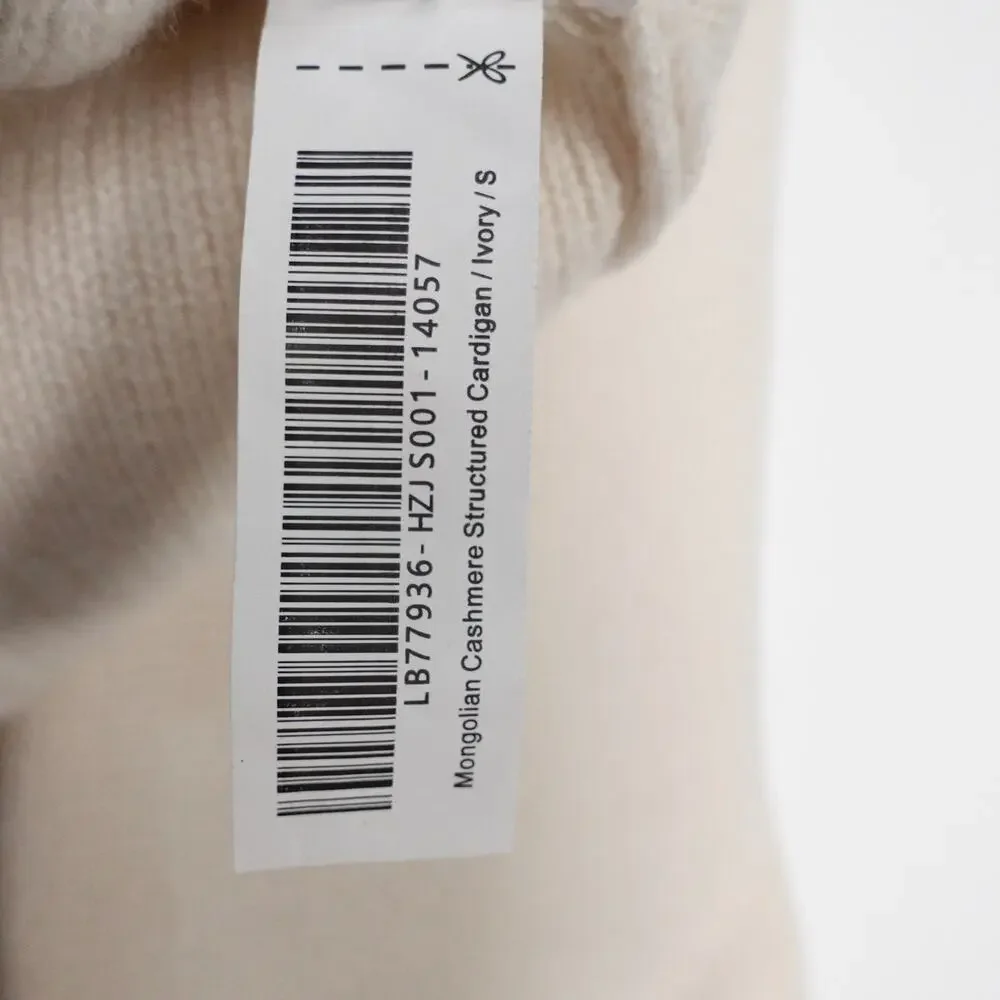 New Quince Small Mongolian Cashmere Button Up Structured Cardigan Sweater Ivory